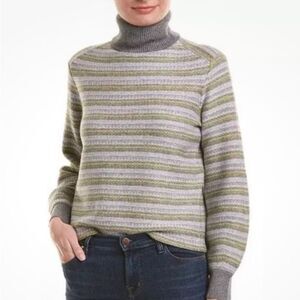 Vince Gray Wool Cashmere Turtleneck Striped Sweater Size Medium 365.00 MSRP